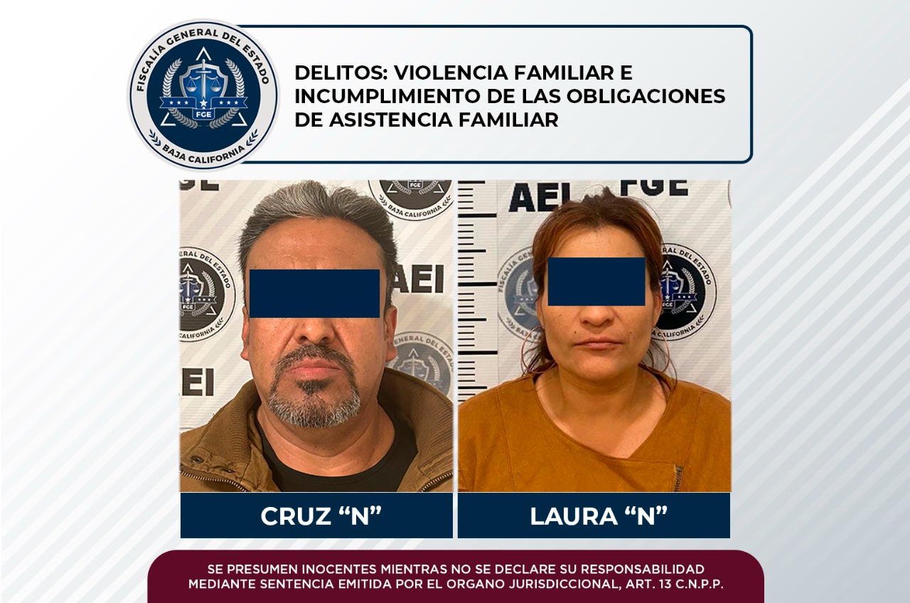 Por violencia familiar e incumplimiento de las obligaciones de asistencia familiar, son aprehendidos un hombre y una mujer