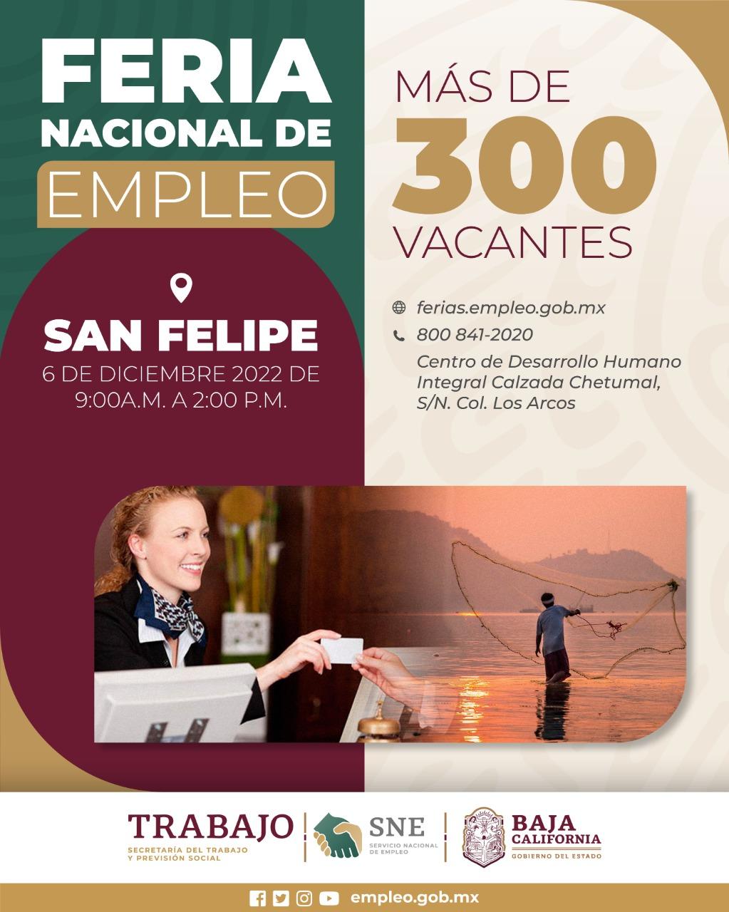 Llevarán feria de empleo al municipio de San Felipe