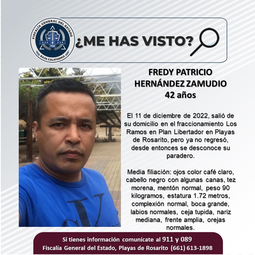 Pesquisa de hombre de 42 años; Fredy Patricio Hernández Zamudio