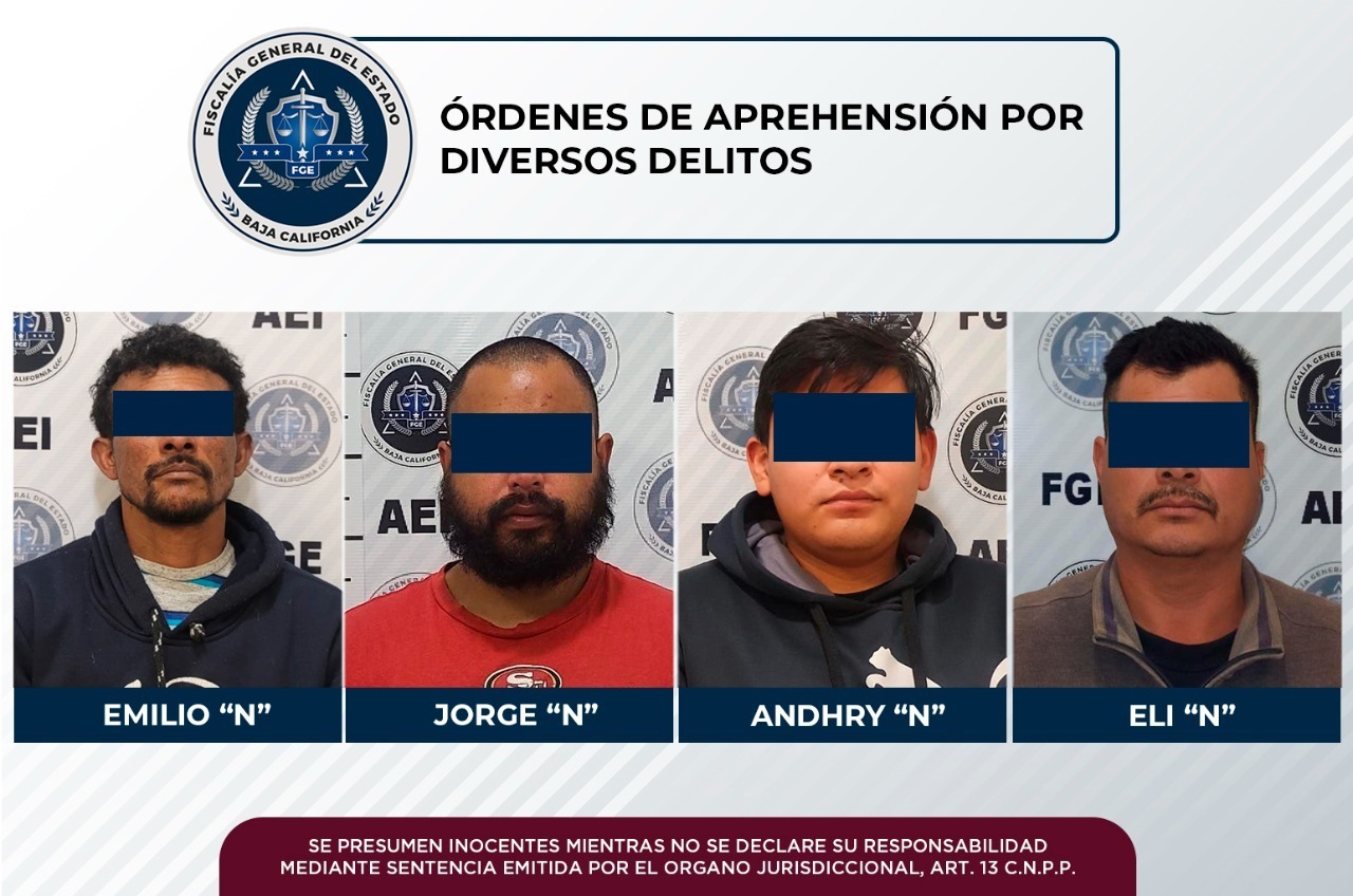 Por diversos delitos cuatro hombres fueron aprehendidos en Tijuana