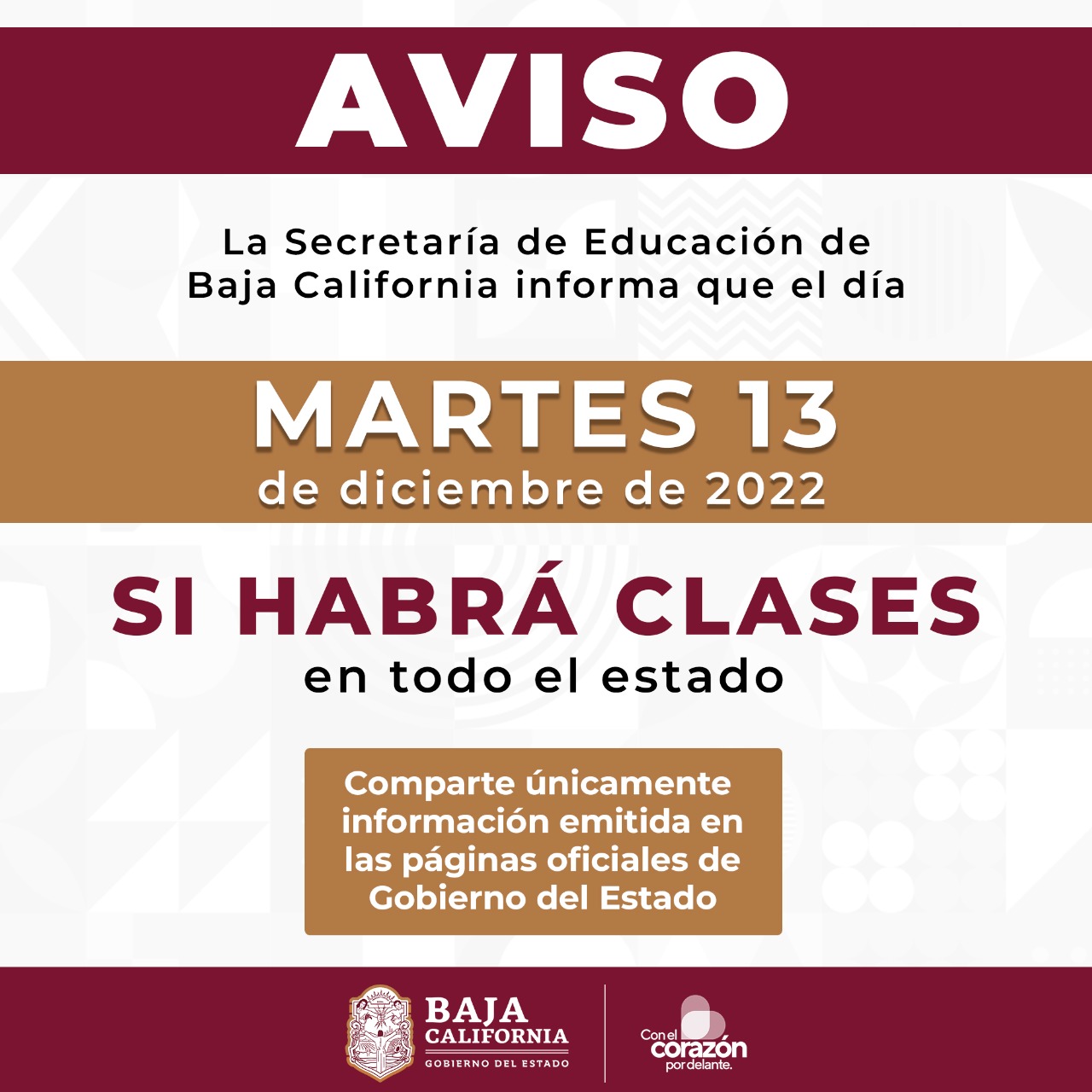 Reanuda Secretaría de Educación de BC clases este martes 13 de diciembre tras lluvias presentadas