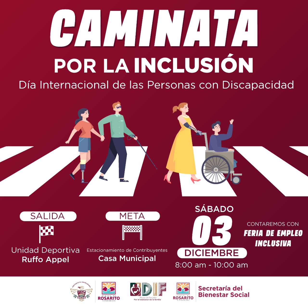 Invita Gobierno de Playas de Rosarito a participar en la “Caminata por la Inclusión “2022