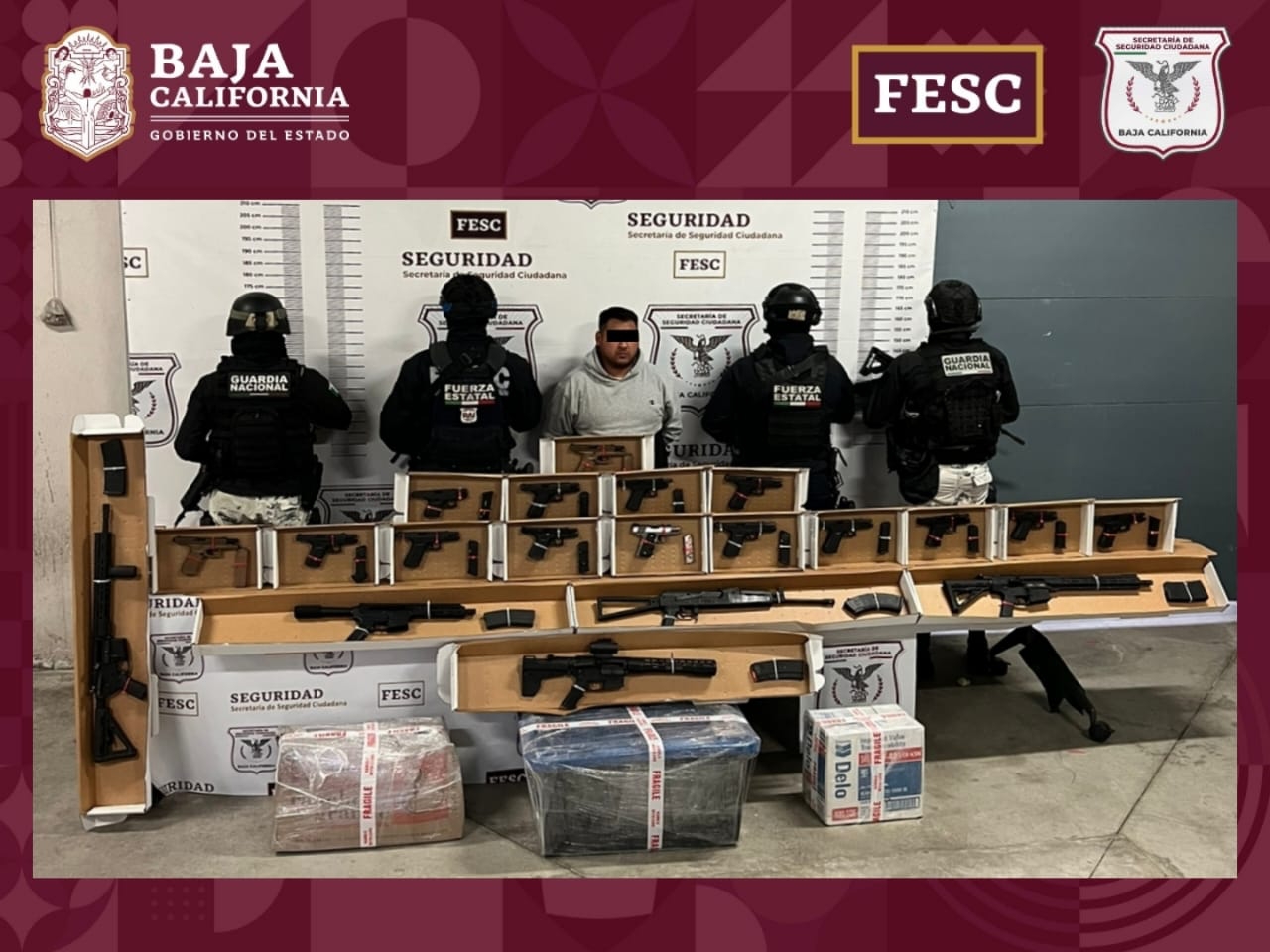 Asegura Fuerza Estatal 20 armas e importante cargamento de drogas