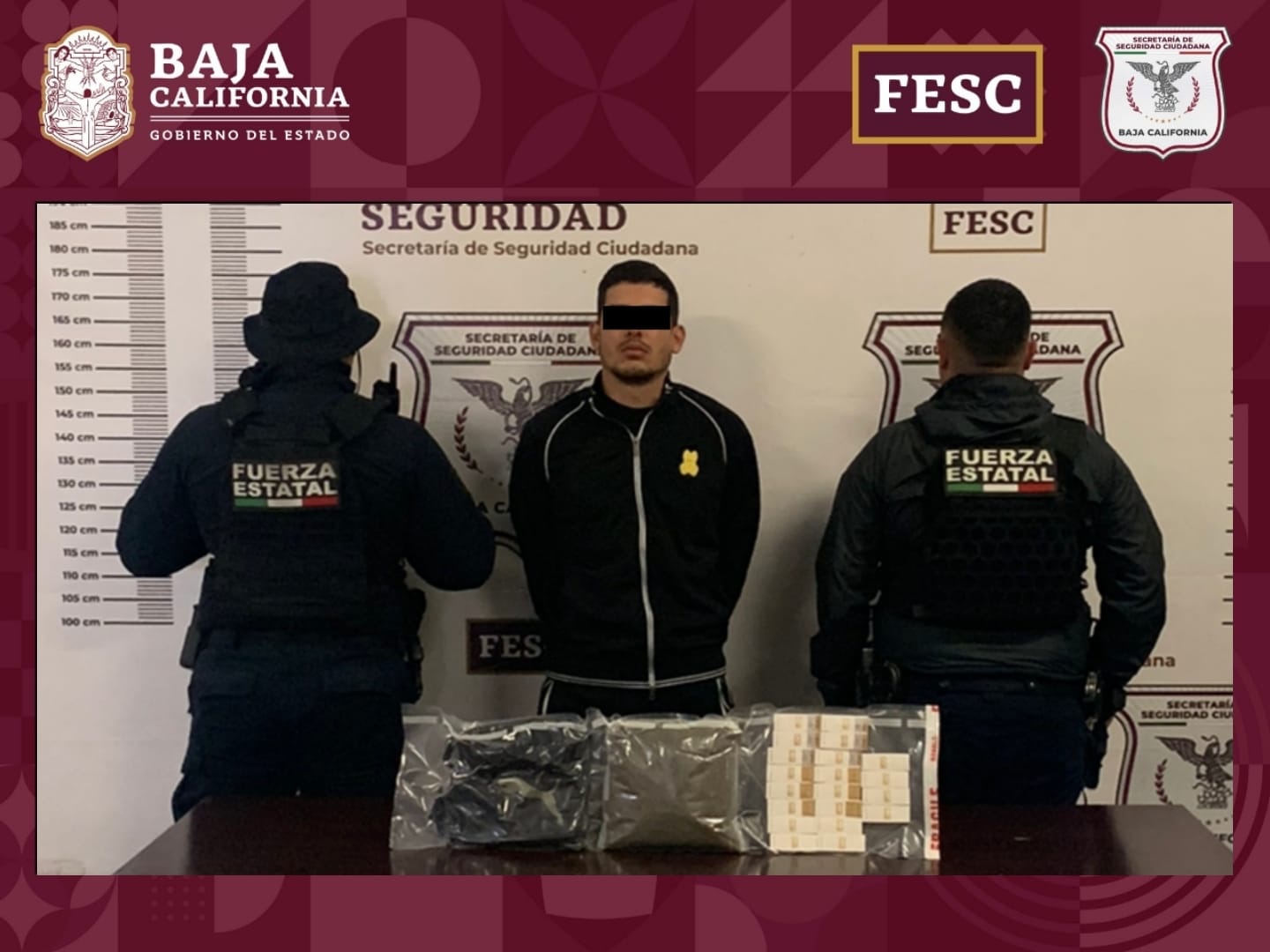 Detiene FESC a nueve individuos con distintas dosis de metanfetamina y marihuana