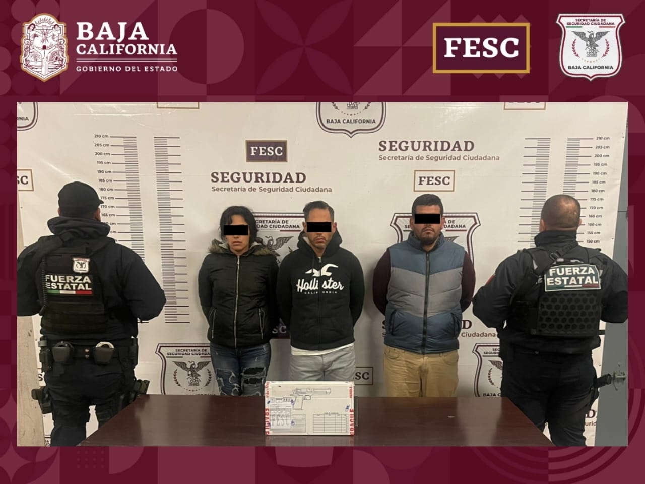 Detuvo FESC a tres personas en posesión de arma y vehículo robado