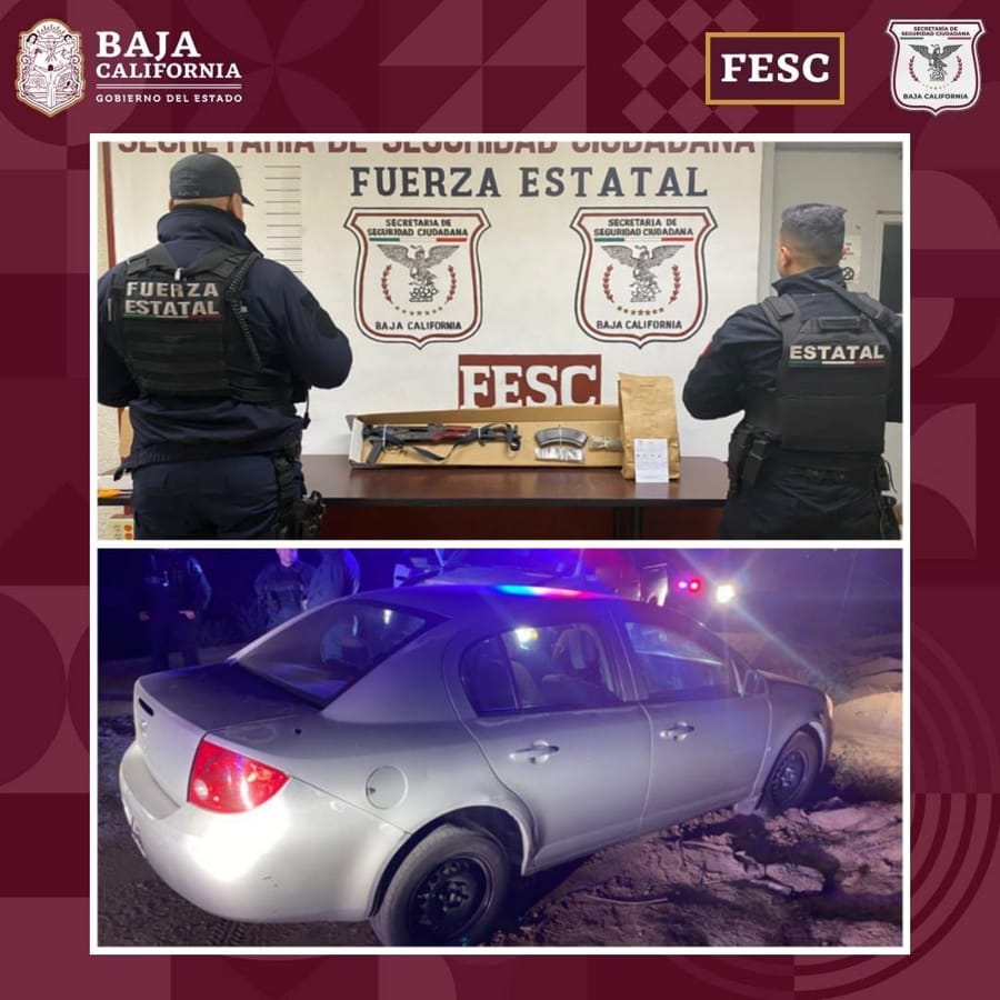 Localiza FESC arma larga y droga dentro de un vehículo abandonado