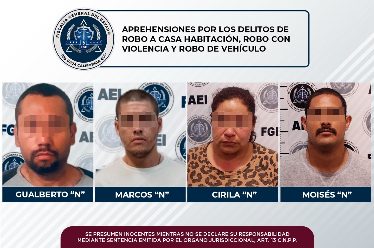 Captura la agencia estatal de investigación a tres hombres y una mujer que contaban con orden de aprehensión