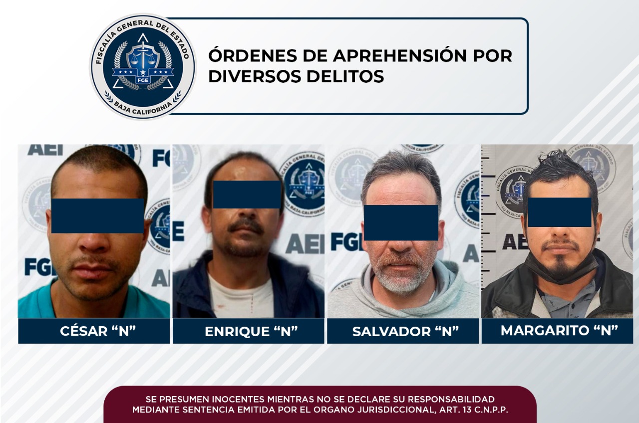 Captura agencia estatal de investigación a cuatro personas con orden de aprehensión