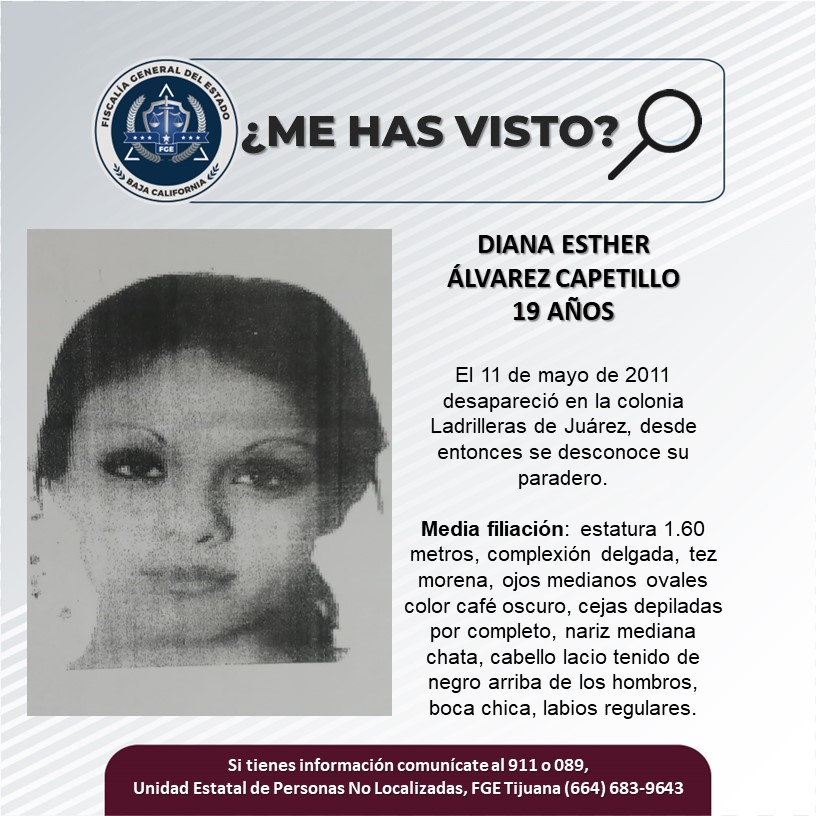 Pesquisa de mujer de 19 años, Diana Esther Álvarez Capetillo