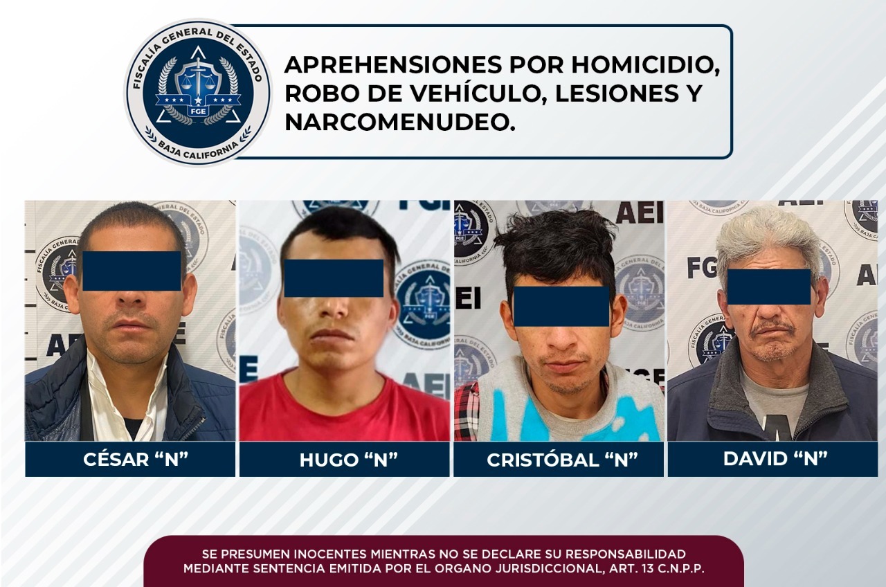 La FGE aprehende a cuatro imputados, uno de ellos por el delito de homicidio calificado