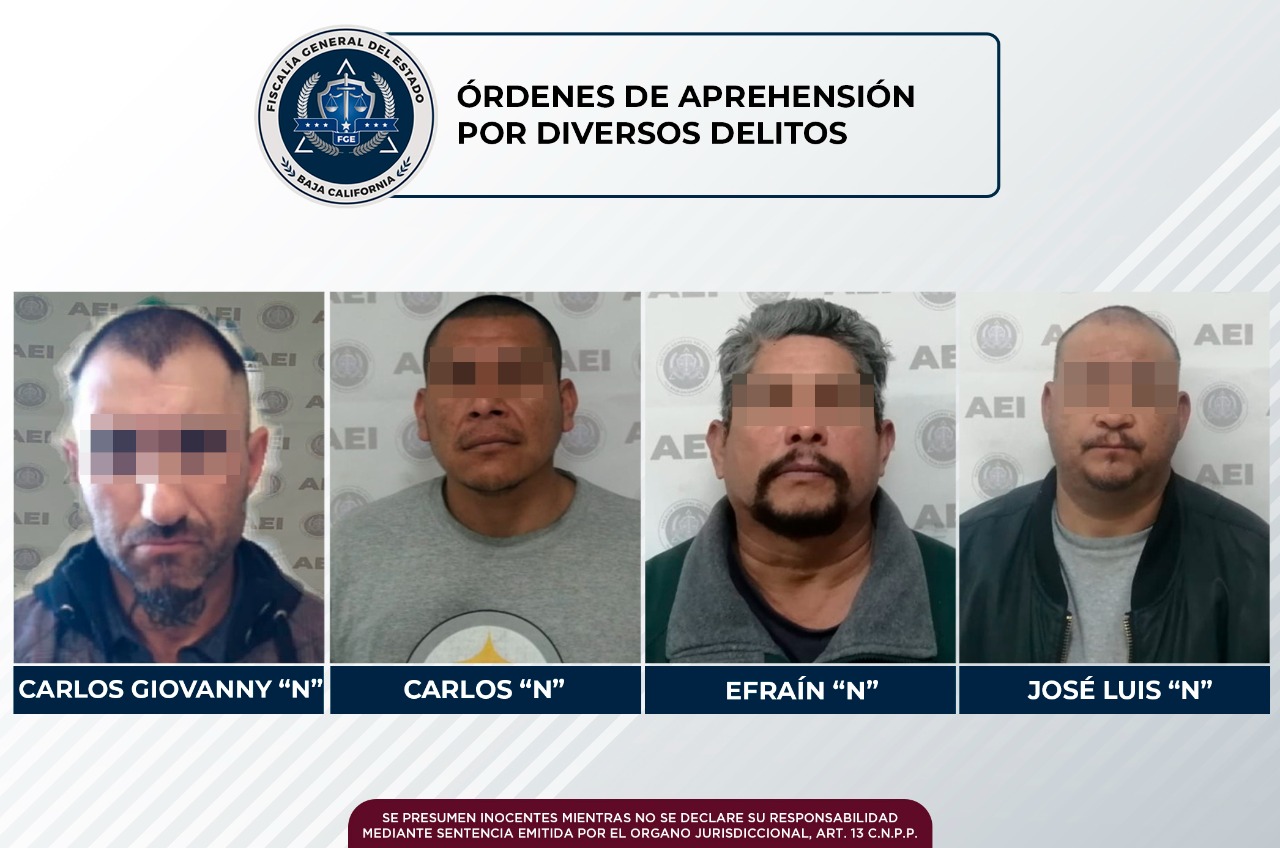 Son detenidos cuatro individuos con orden de aprehensión en Tecate