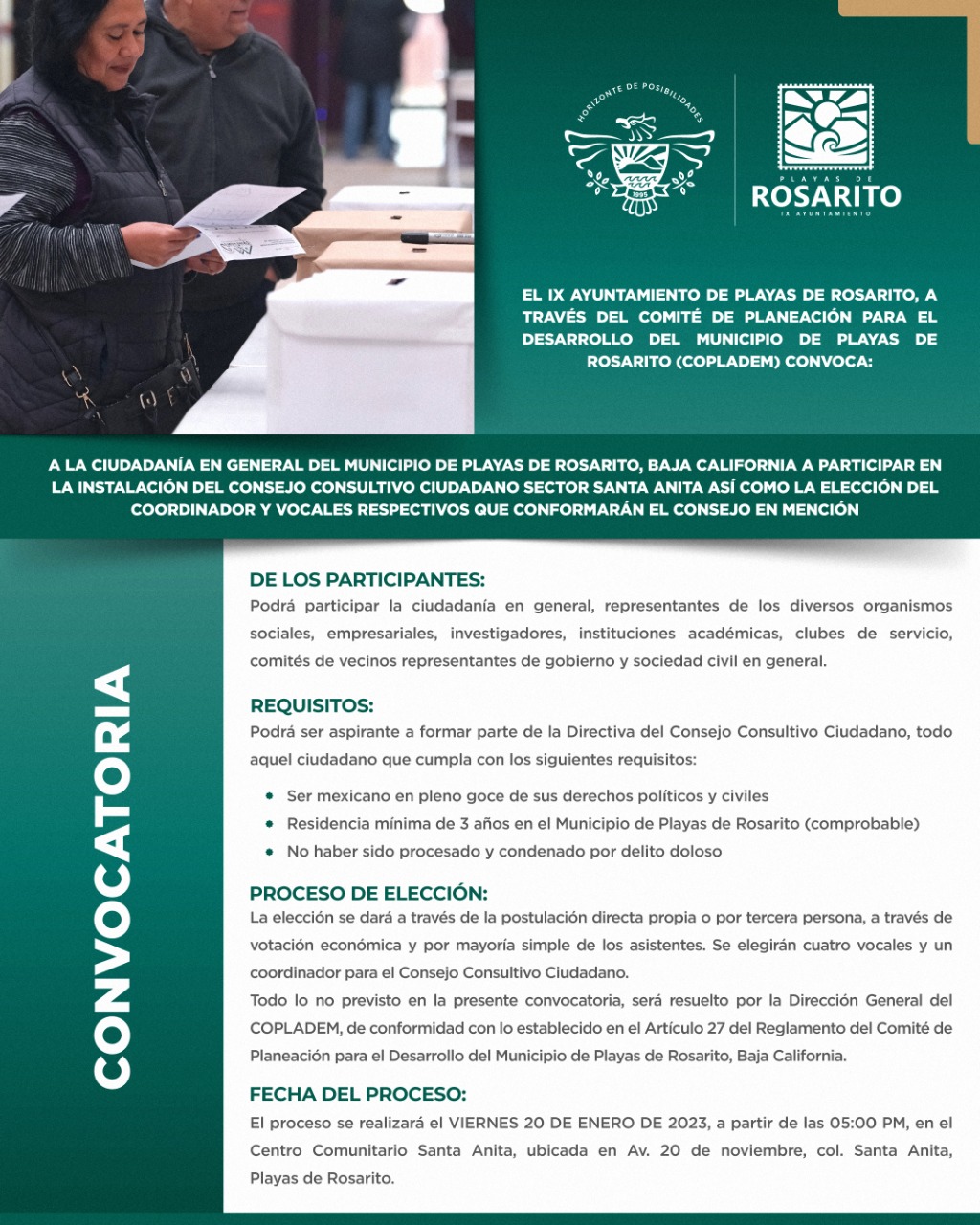 Invita COPLADEM Rosarito a conformar consejos consultivos ciudadanos