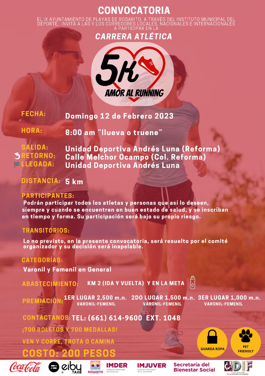 Invita IMDER a participar en la carrera atlética 5k “Amor al running”