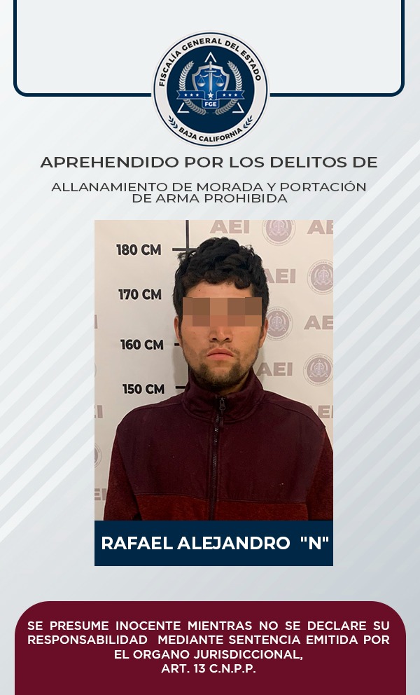 Capturan a sujeto por allanamiento de morada y portación de arma prohibida