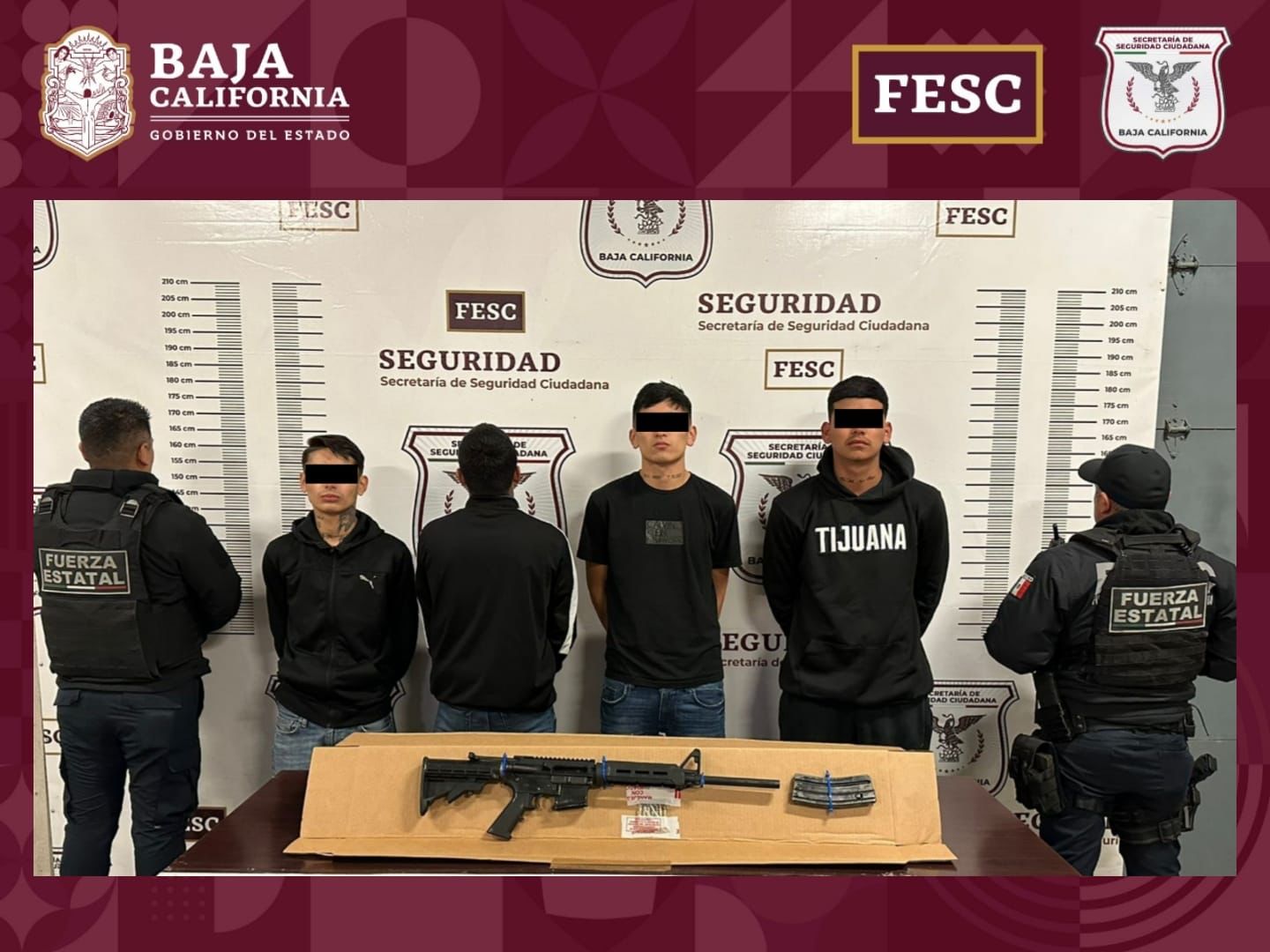 Detiene FESC a menor de edad y 3 adultos con arma larga en Tijuana