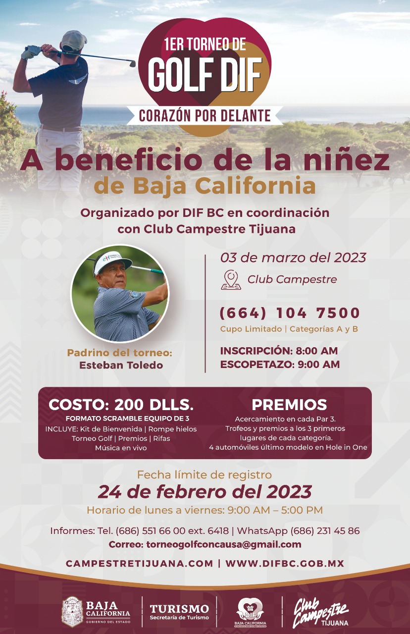 Preparan DIF BC y Club Campestre de Tijuana torneo de golf a favor de niñas, niños y adolescentes de Albergue Temporal