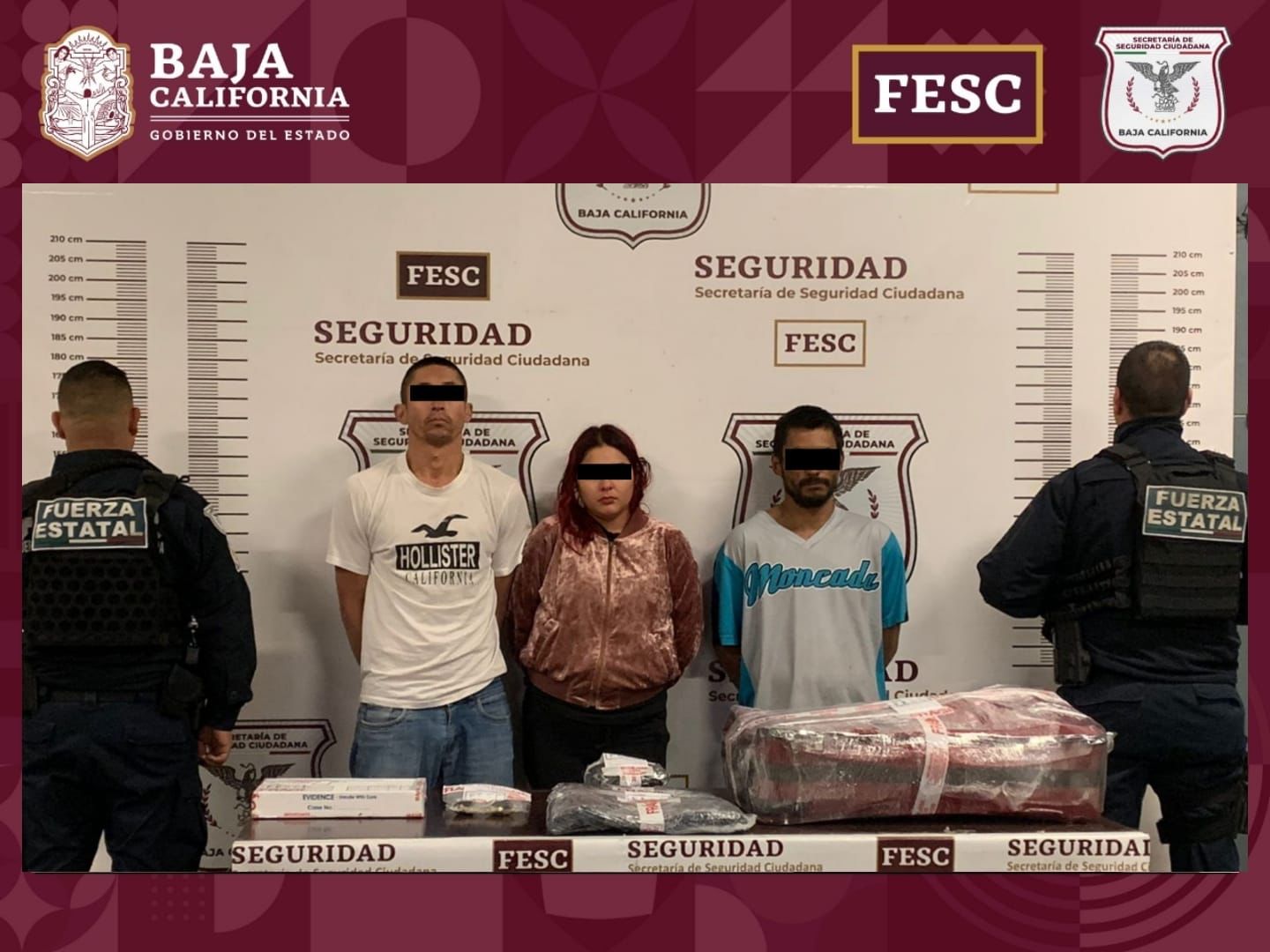 Detiene FESC a tres personas en posesión de armas de fuego, drogas y chalecos antibalas