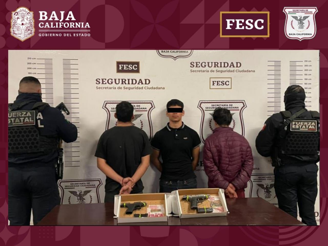 Detiene FESC a dos adolescentes y un adulto en poder de armas de fuego