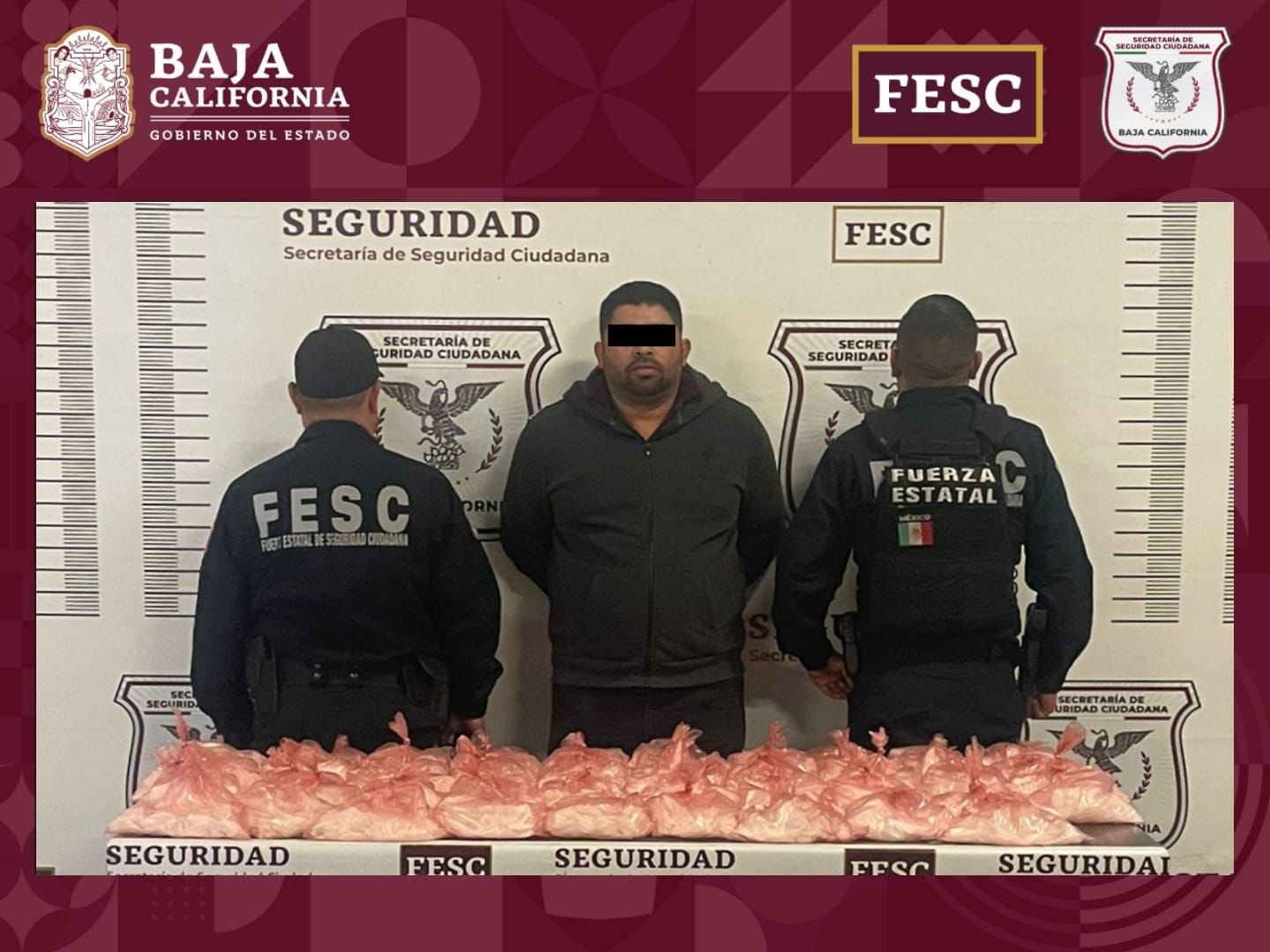 Detiene Fuerza Estatal a hombre con 22 kilos de metanfetamina