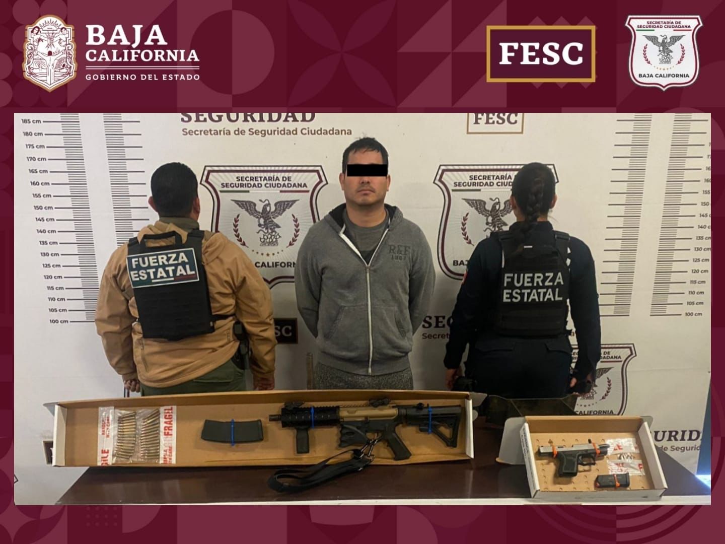 Logra FESC aprehensión de una persona en posesión de armas de fuego y cargadores