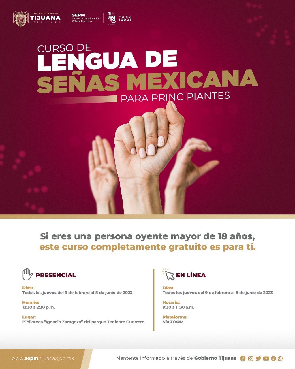 Ayuntamiento iniciará curso gratuito de lengua de señas