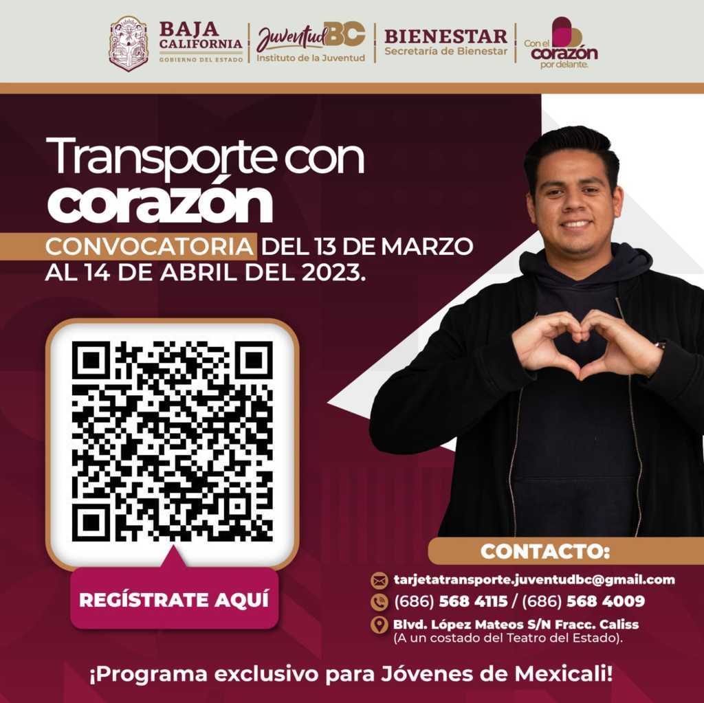 Abre Juventud BC convocatoria para “Beca Transporte con Corazón”