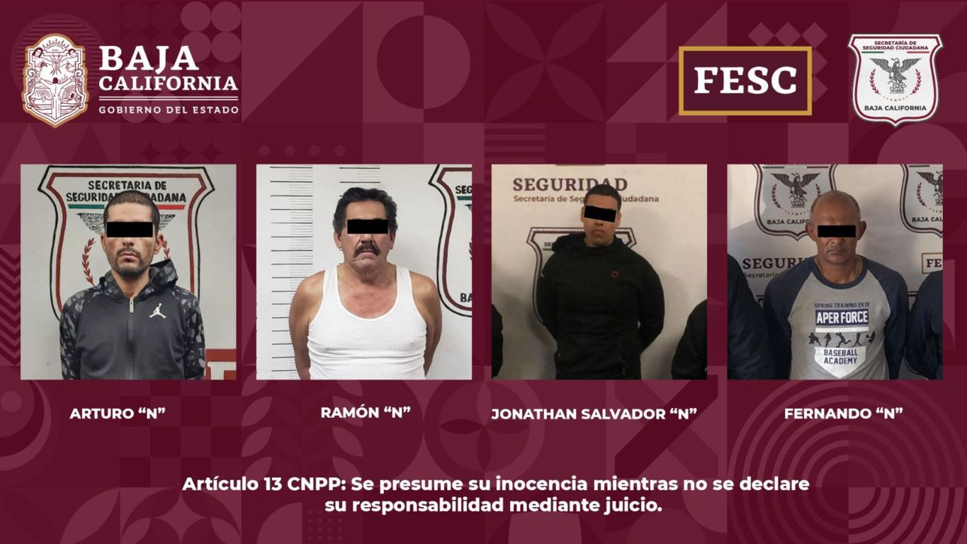 Asegura FESC a cinco hombres que trataban de comercializar droga en Mexicali, Tijuana y Ensenada