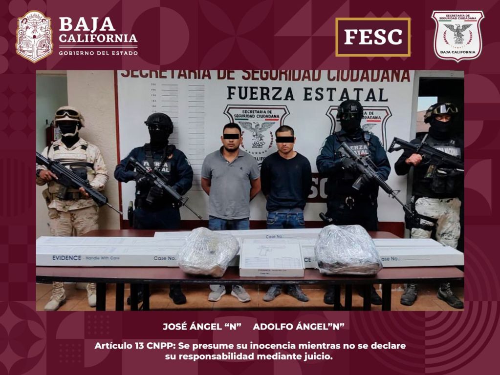 Detienen FESC, SEDENA y Guardia Nacional a 2 hombres en poder de tres armas de fuego, chalecos balísticos y más de 700 balas