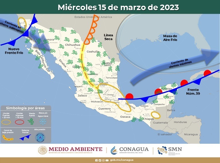 Informa Protección Civil Estatal sobre paso de frente frío