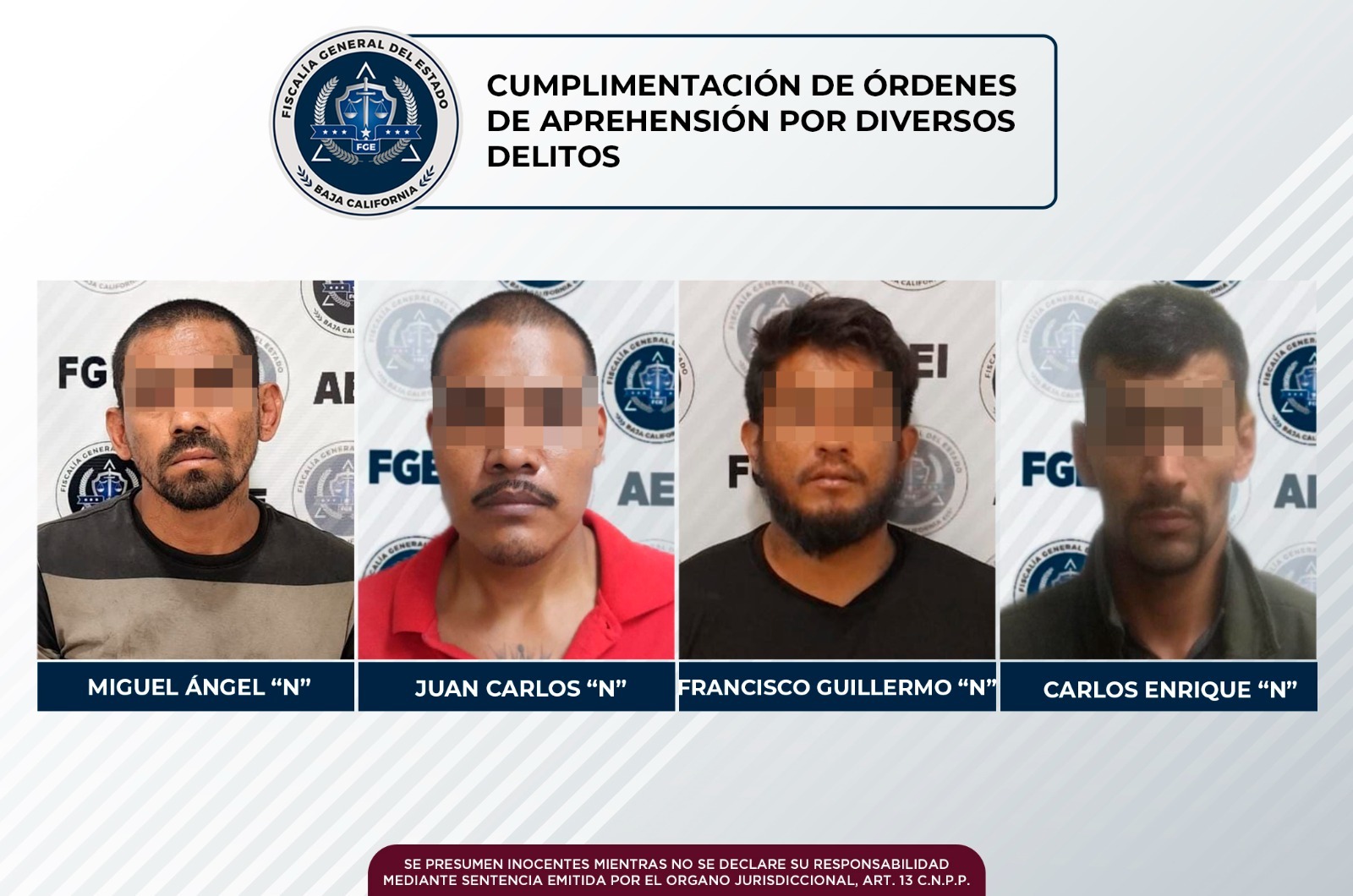 Por diversos delitos, agentes estatales de investigación de la FGE cumplimentan mandamientos judiciales