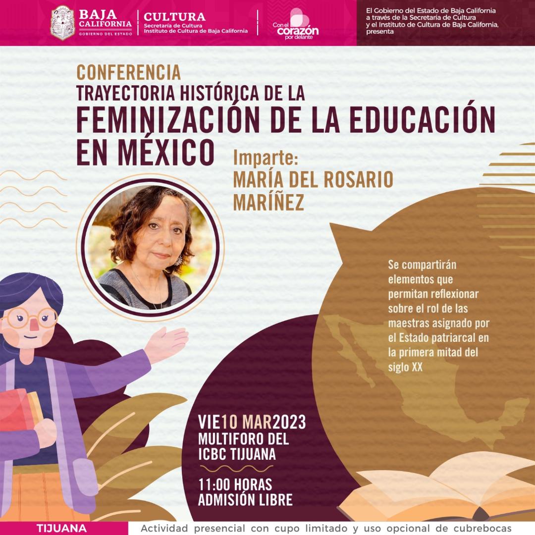 Invita la Secretaría de Cultura a la conferencia “Trayectoria histórica de la feminización de la educación en México”