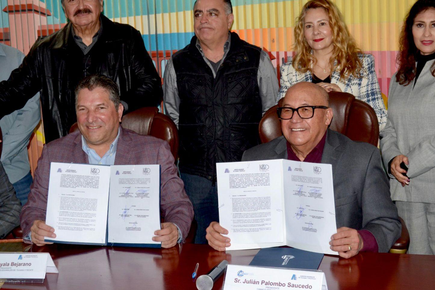 Firman convenio asociación de agentes aduanales de Tijuana y Tecate con CANACO