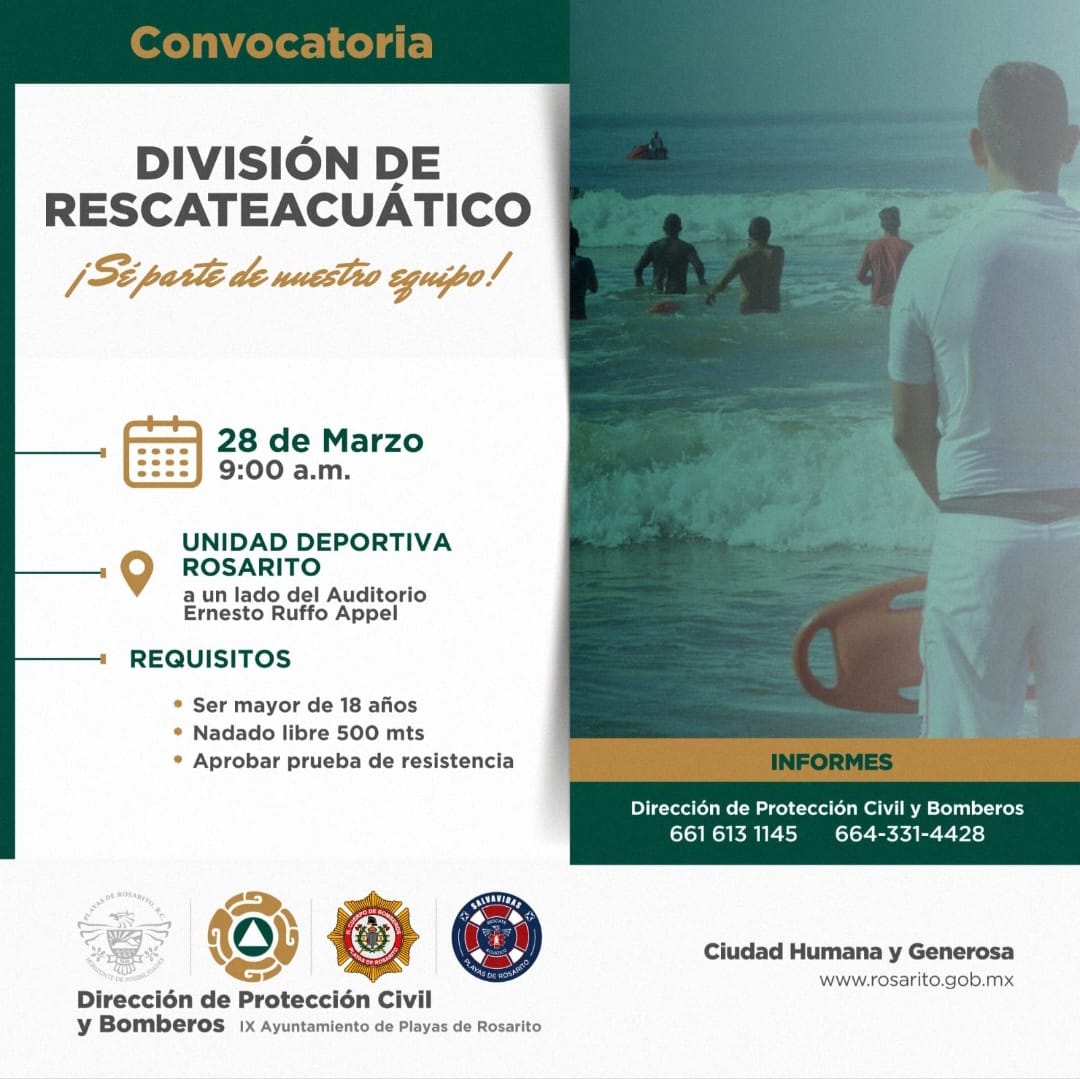 Invita municipio a rosaritenses a sumarse a la división de rescate acuático