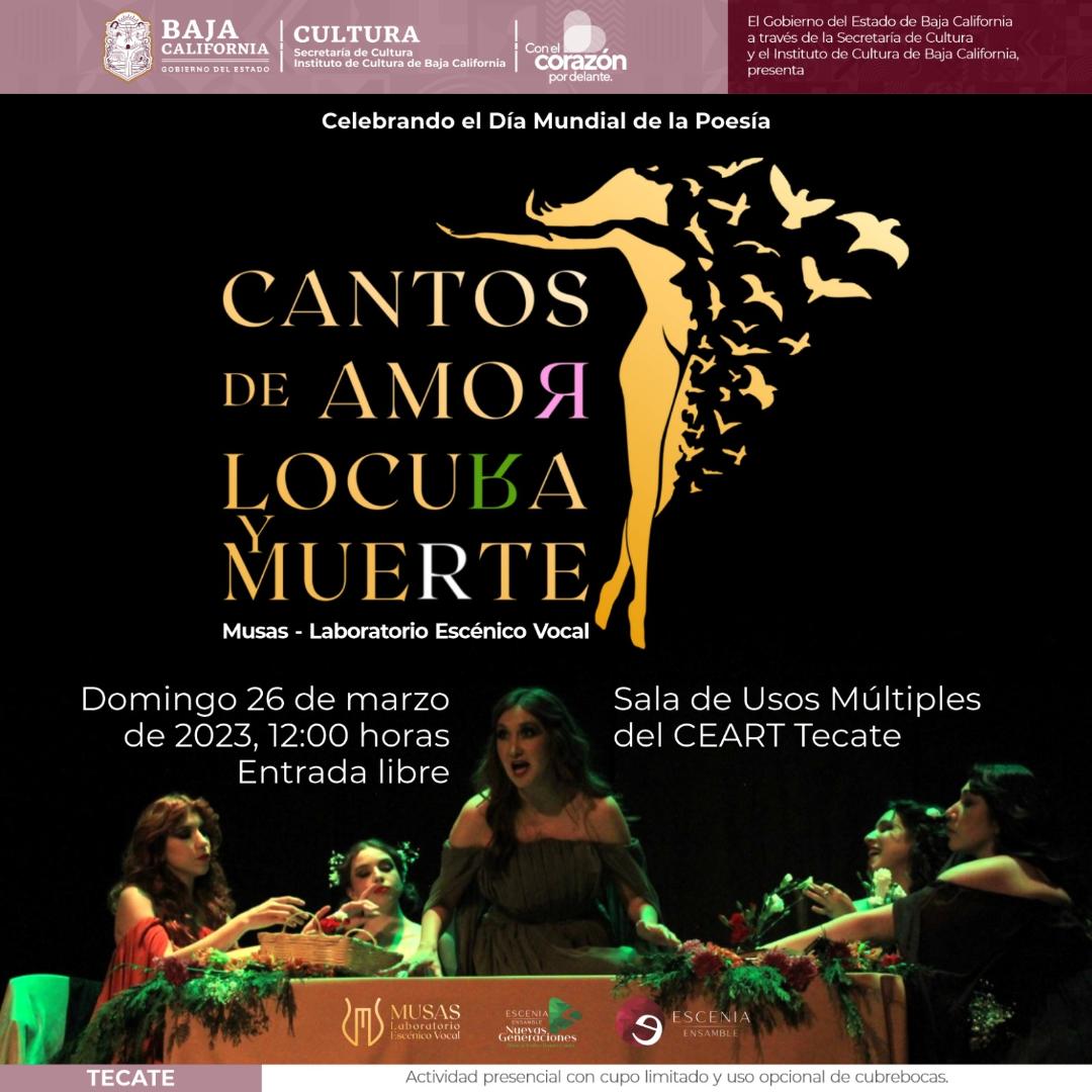 Invita secretaría de cultura a disfrutar del concierto “Cantos de amor, locura y muerte” en CEART Tecate