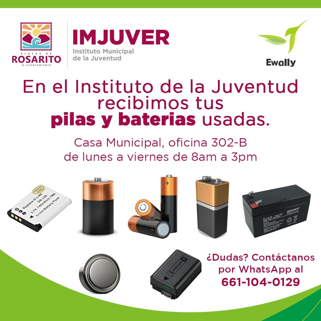 Invita instituto de la juventud a su colecta permanente de pilas y baterías