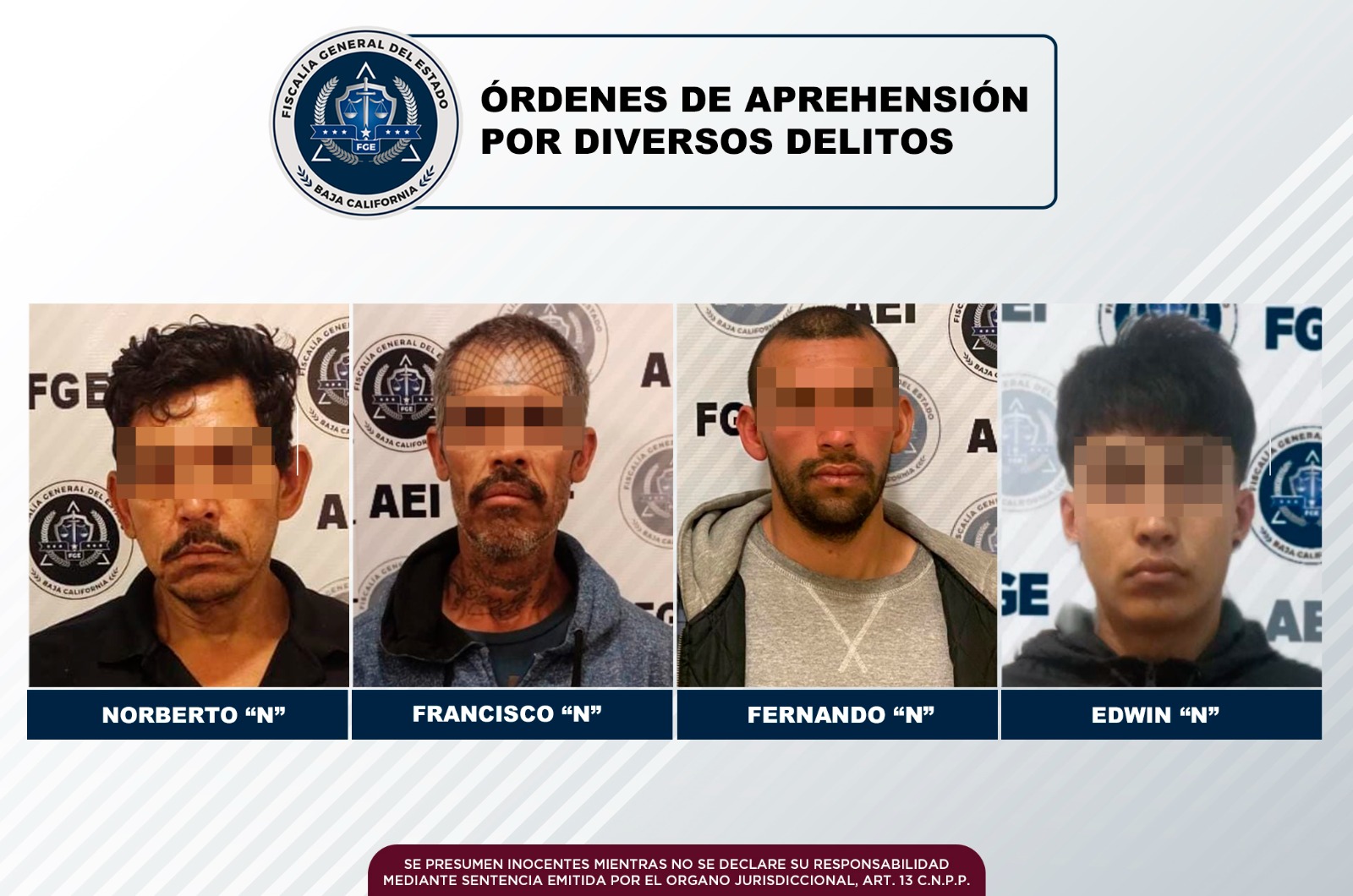 Prófugos de la Justicia son detenidos por agentes estatales de investigación