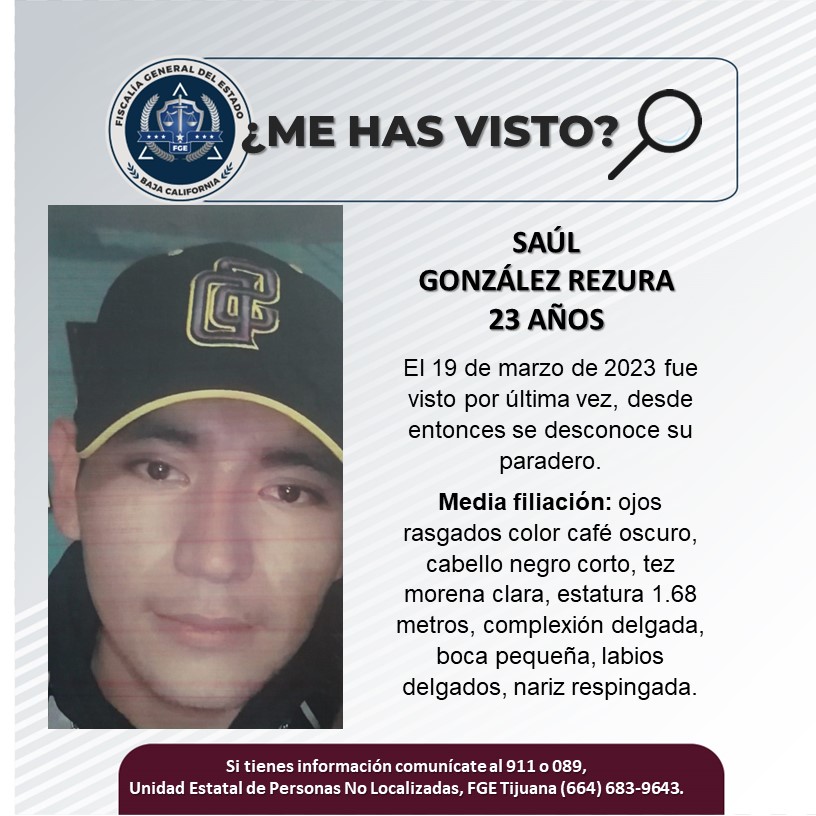 Servicio Social se busca a Saúl González Rezura de 23 años