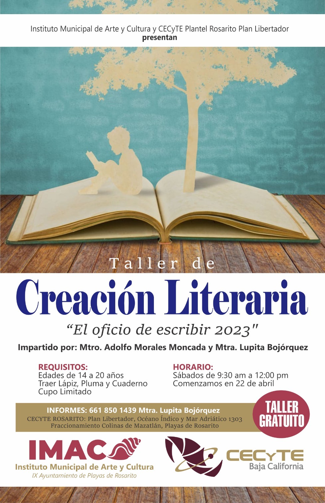 Impartirá Gobierno Municipal y CECyTEBC taller literario a jóvenes de Rosarito