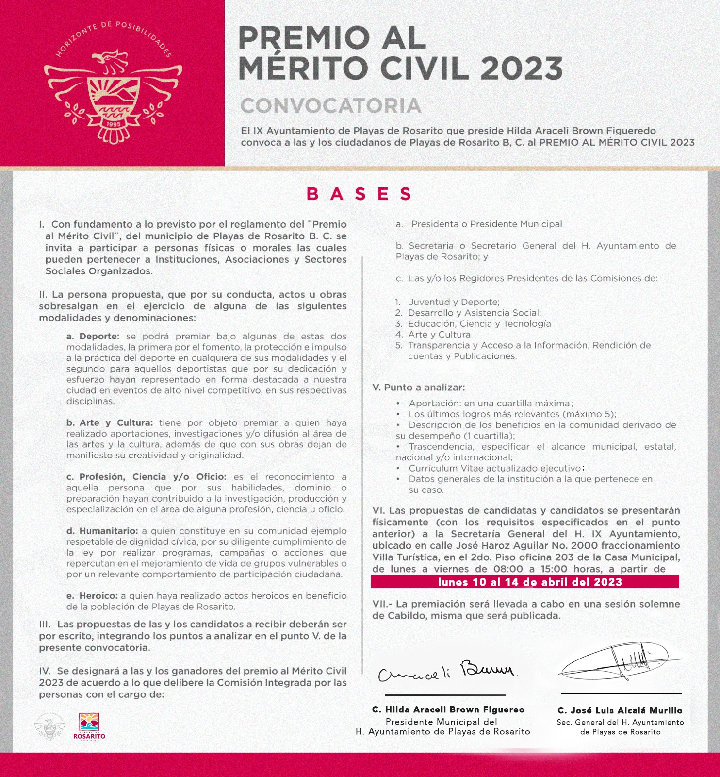 Convoca Gobierno Municipal al Premio al Mérito Civil 2023