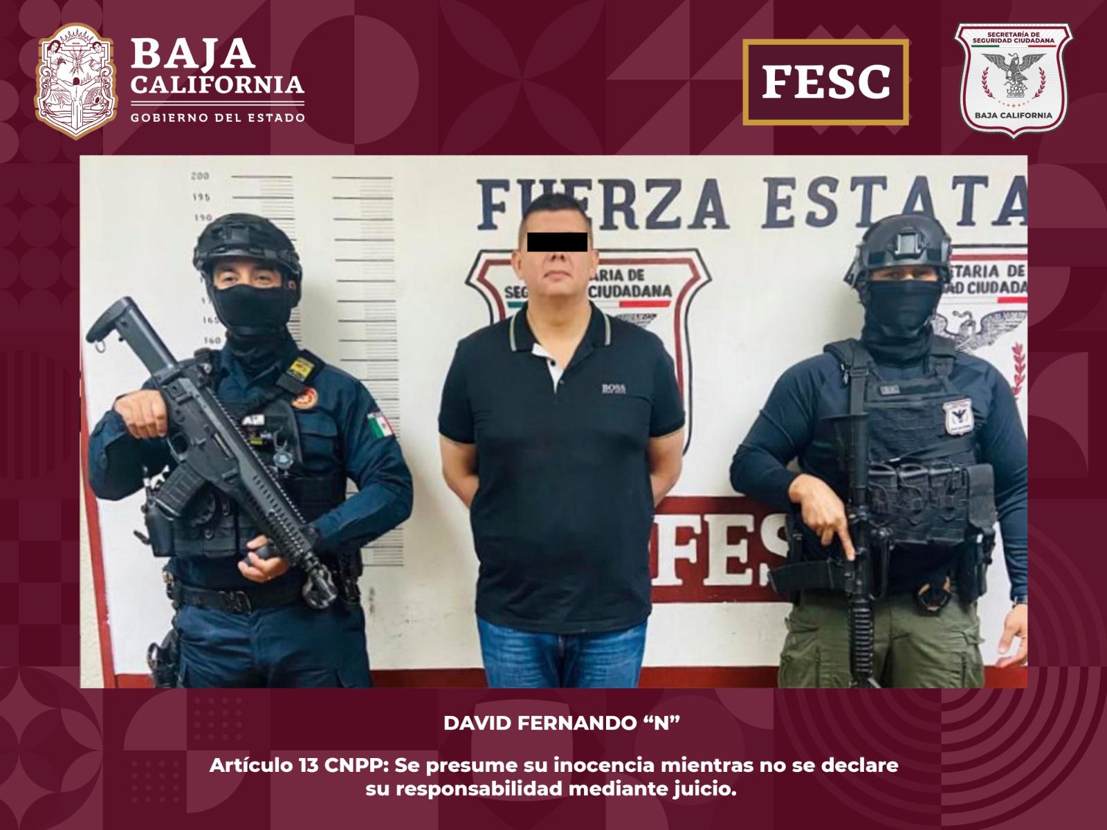 Detiene FESC a hombre requerido por autoridades estadounidenses