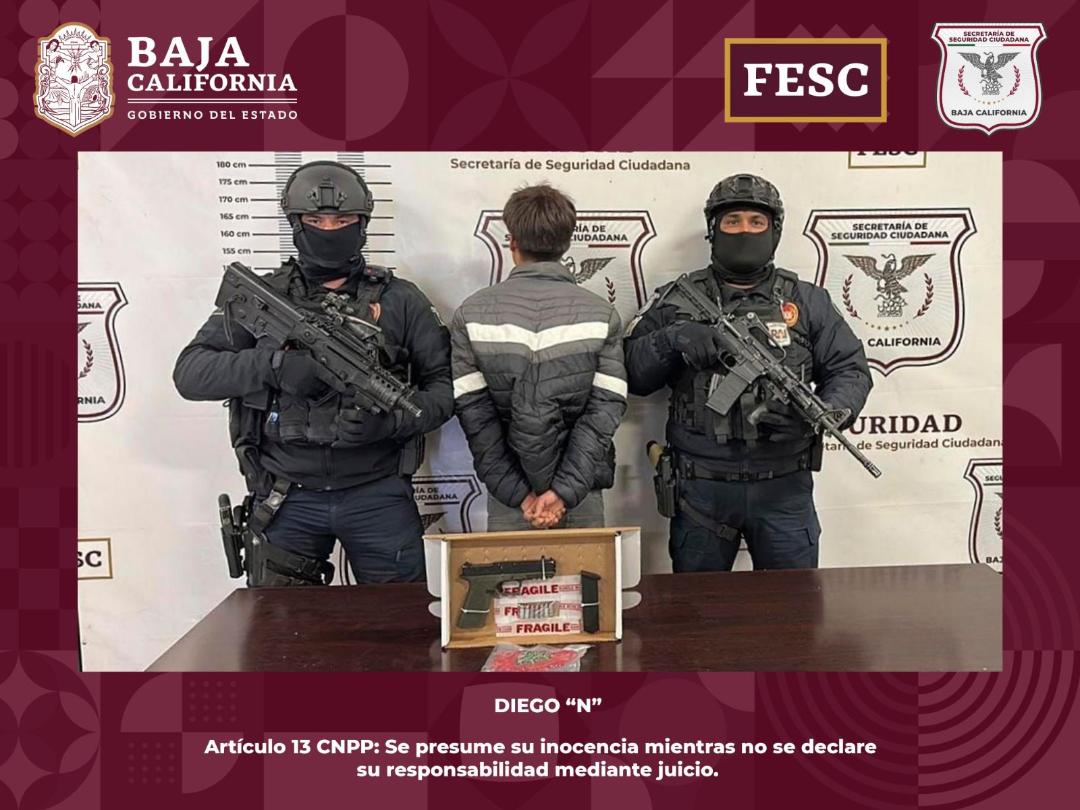 Detiene FESC a adolescente armado en Tijuana