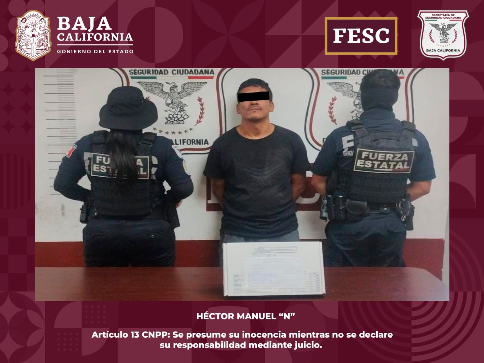 ASEGURA FESC A HOMBRE ARMADO TRAS PERSECUSIÓN EN MEXICALI