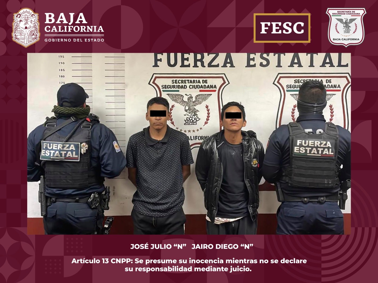 DETIENE FESC A PRESUNTOS NARCOMENUDISTAS EN MEXICALI Y ENSENADA