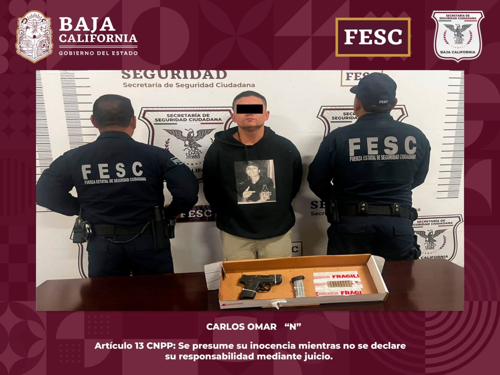 ASEGURA FESC ARMA DE FUEGO Y DETIENE A UN HOMBRE CON APOYO DE DENUNCIA CIUDADANA EN TIJUANA