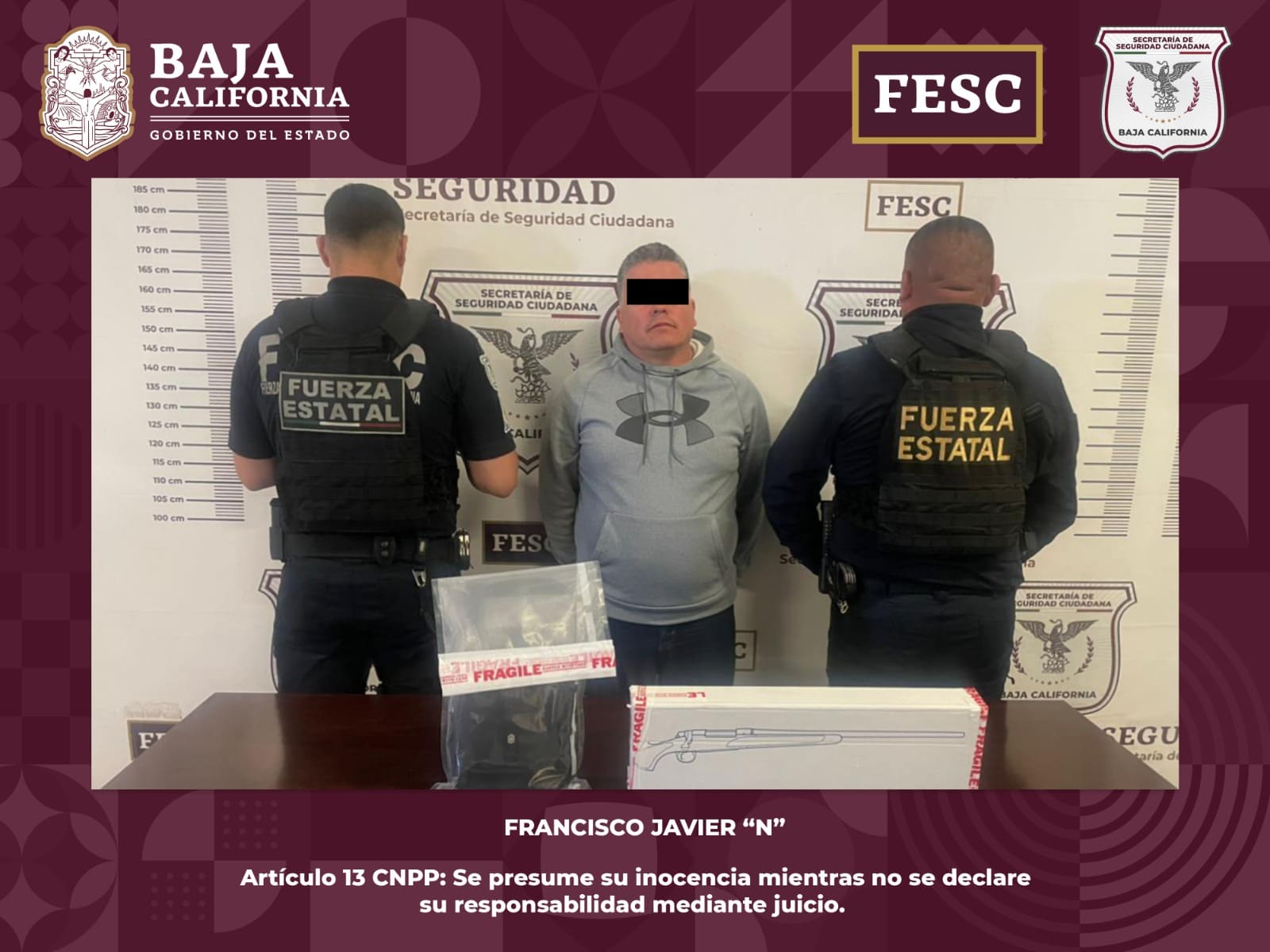 ASEGURA FUERZA ESTATAL A HOMBRE CON UN ARMA DE FUEGO Y DINERO EN EFECTIVO EN TIJUANA