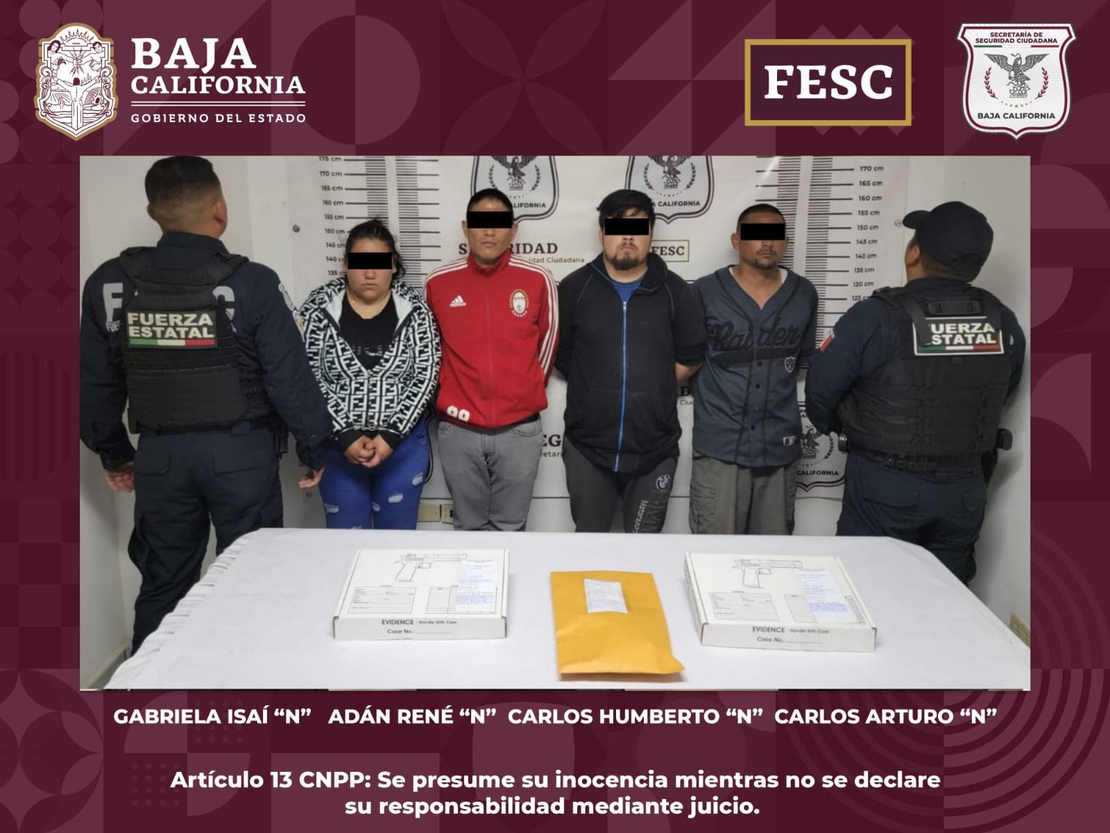 ASEGURA FUERZA ESTATAL ARMAS Y DROGAS EN ENSENADA; HAY 4 DETENIDOS