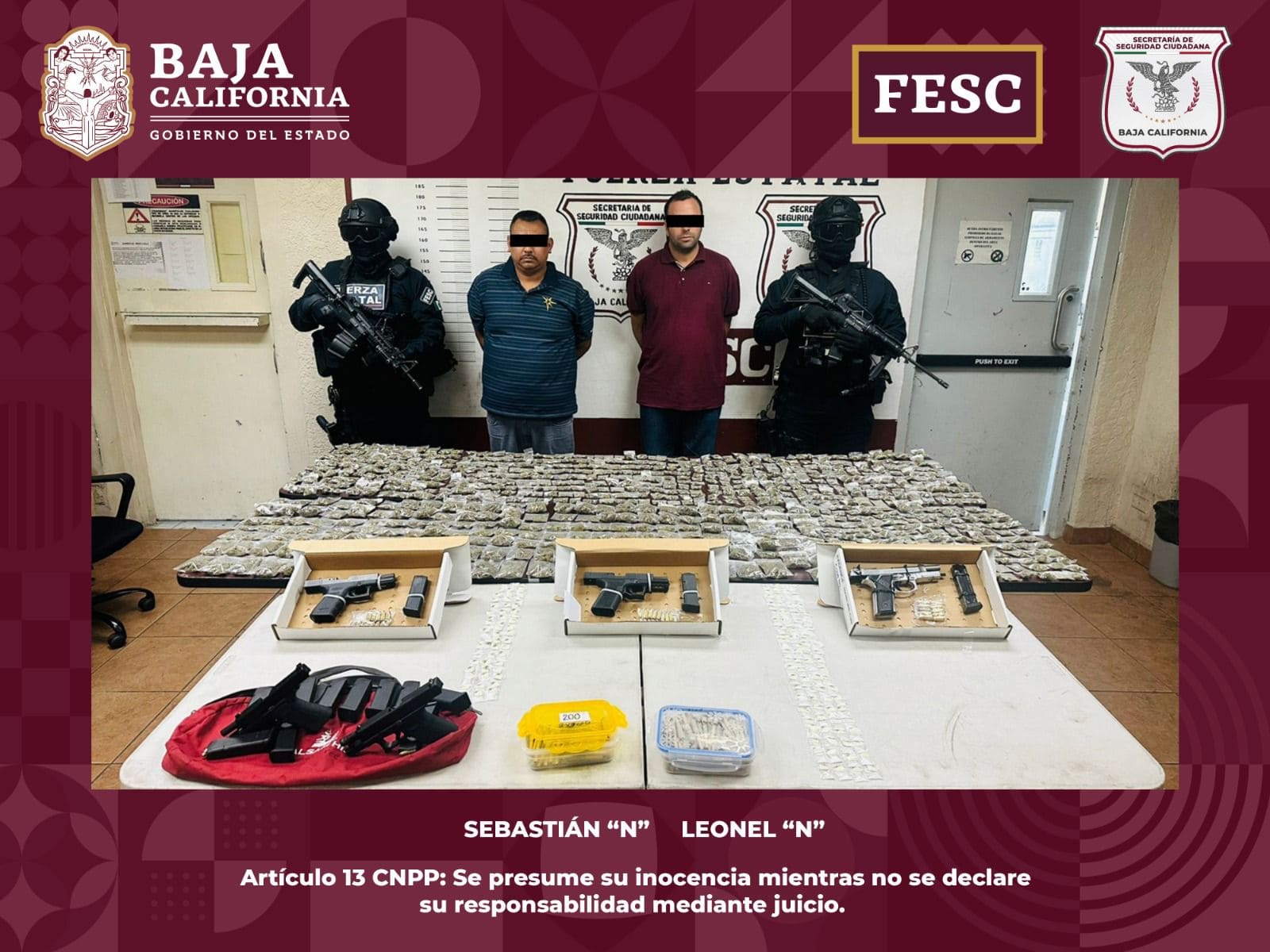 DETIENE FESC A DOS PRESUNTOS GENERADORES DE VIOLENCIA EN BC