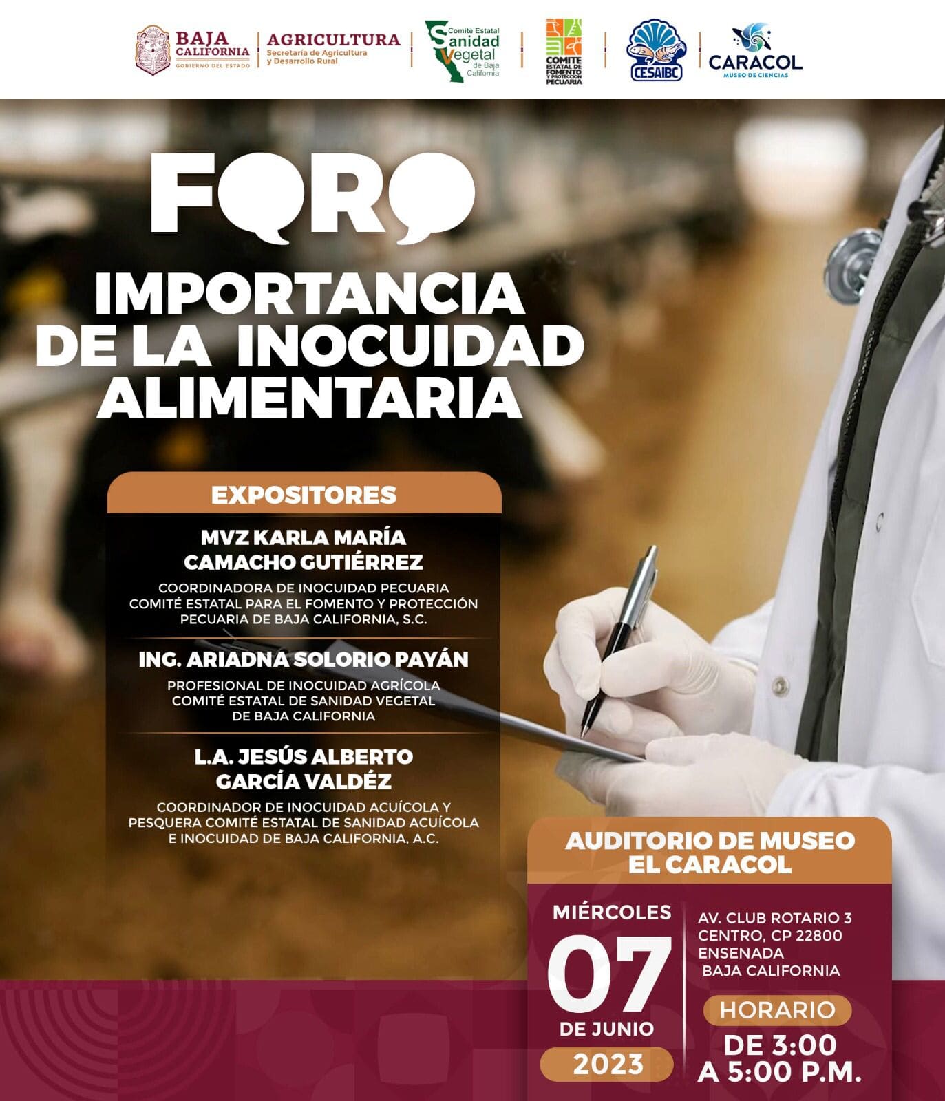 OFRECE SADERBC FORO PÚBLICO SOBRE INOCUIDAD ALIMENTARIA EN ENSENADA