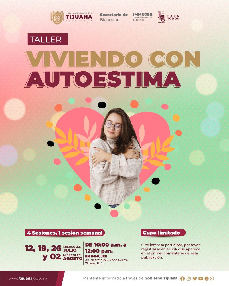 IMMUJER invita a las tijuanenses a participar en el taller “Viviendo con autoestima”