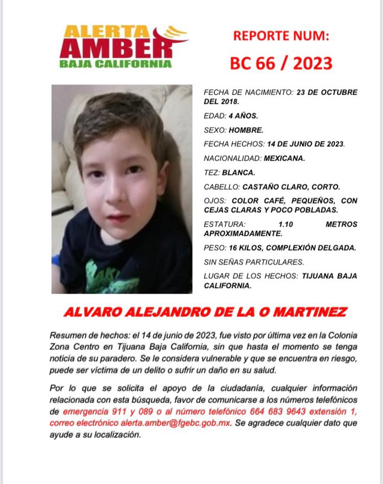 Servicio Social: Se busca a Álvaro Alejandro de la O Martínez de 4 años